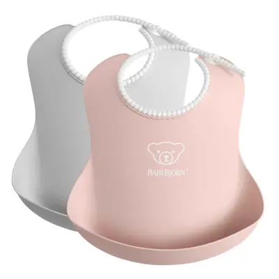 Baby Bib, 2-Pack, Grey/Powder Pink