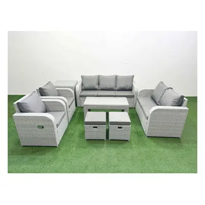 Fimous PE Rattan Garden Furniture Set Adjustable Chair Sofa Double Love Seat Seater Sofa Lounge 