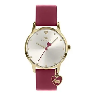 Radley Heart Dial Ladies Claret Leather Strap Heart Charm Watch RY2920A