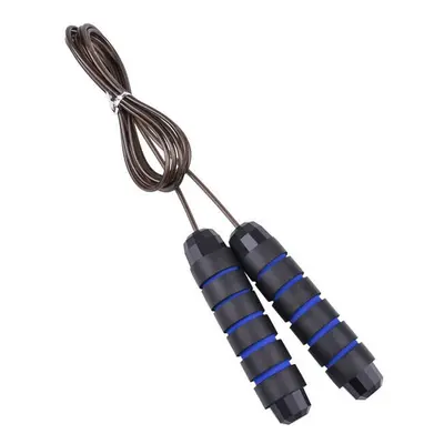 (Blue) Tangle Free Rapid Speed Jumping Rope Cable with Ball Bearings Steel Home Exercise Slim Bo