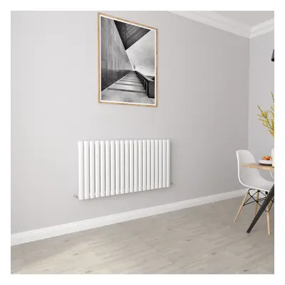 (Single 600x1180mm, White) Designer Oval Column Radiator Central Heating