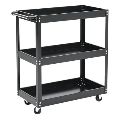 3 Tier Roller Tool Storage Heavy Duty Workshop Garage Trolley Cart Shelf Black