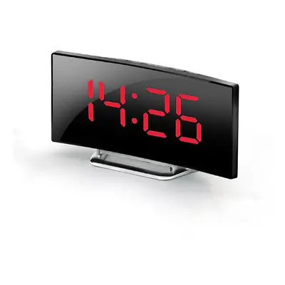 (Red light) Digital Alarm Clock Desk Table Clock Curved LED Screen Alarm Clocks for Kids Bedroom