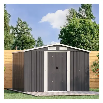 (Charcoal Black, 6x 8ft) Metal Steel Garden Shed Outdoor Storage Tool Sheds Building & Foundatio