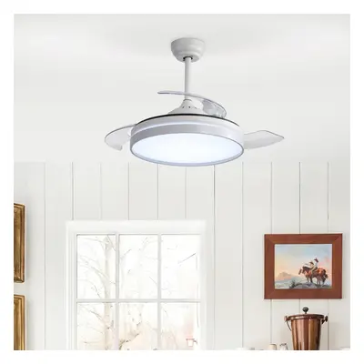 Smart Retractable Ceiling Fan with Lights Inch Modern LED Ceiling Fan Lights with Remote Control