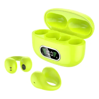 (Green) Long Battery Life Wireless Earphones Clip Ear HD Non-In-Ear For iPhone Android Universal