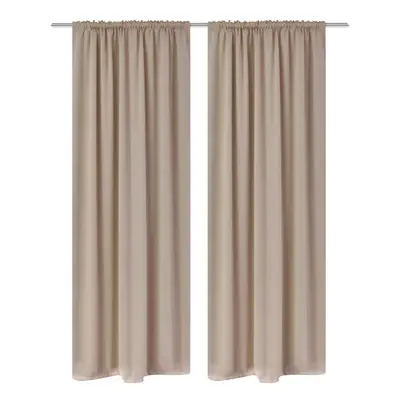 vidaXL 2x Slot-Headed Blackout Curtains 135x245cm Cream Window Blinds Drapes