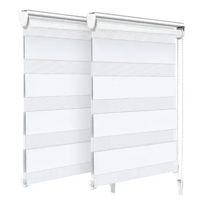 VOUNOT Set of Zebra Roller Blind Double Fabric, Day and Night Translucent or Blackout Vision Cur