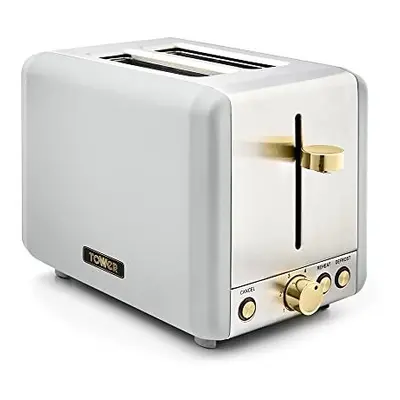 Tower T20036WHT Cavaletto 2-Slice Toaster with Defrost/Reheat, Stainless Steel, 850W, White and 