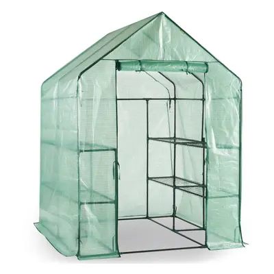 Walk In Greenhouse - Shelves, Roll Up Zip Panel Door Re-enforced Cover