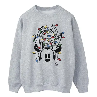 (S, Sports Grey) Disney Mens Mickey Mouse Christmas Head Lights Sweatshirt