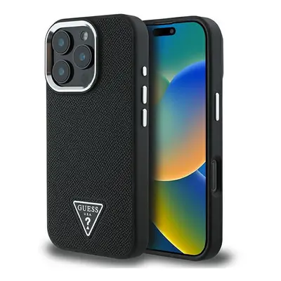 Guess PU Grained Triangle Logo Case for iPhone Pro 6.3" Black - GUHMP16LPGTSPSK