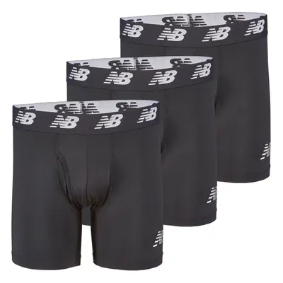 New Balance Men's 6"" Boxer Brief Fly Front with Pouch 3-Pack Black