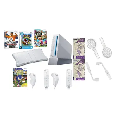 (Mixed Bundle) Nintendo Wii Mega bundle Remotes Motionplus Fit Board Sports Mario Golf Tennis