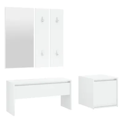 (High gloss white) vidaXL Hallway Furniture Set Engineered Wood Hall Bench Rack Multi Colours