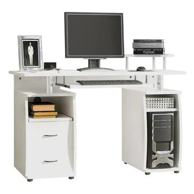 HOMCOM Computer Office Desk Table Workstation w/Keyboard Tray, Drawer, White