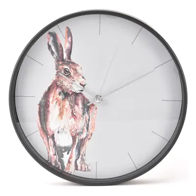 Round Wall Clock Animal Hare Design 30cm Battery Powered Meg Hawkins