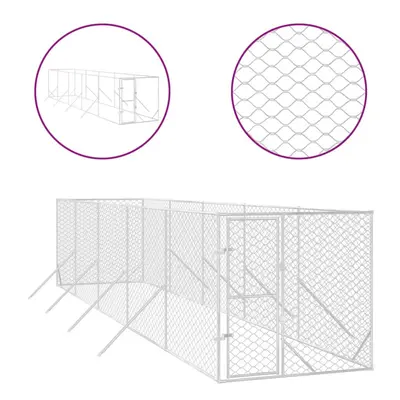 (2 x x m) vidaXL Outdoor Dog Kennel Pet Cage Dog House Pet Crate Silver Galvanised Steel