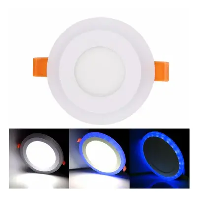 (cool white+blue) 6W RGB Dual Color LED Recessed Ceiling Round Panel Down Light Lamp