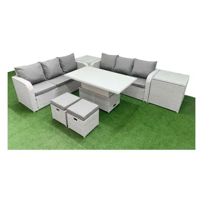 Fimous Outdoor Garden Furniture Sets Seater Wicker Rattan Furniture Sofa Sets with Stools Side T