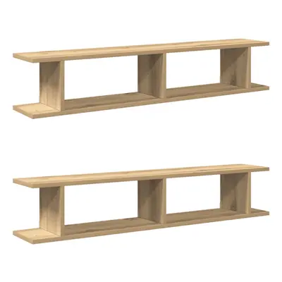 (artisan oak, x x cm) vidaXL 2x Wall Shelf Wall-Mounted Shelf Hanging Floating Shelf Engineered 