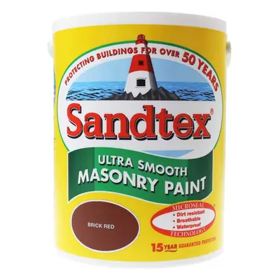 Sandtex 5L Smooth Masonry Paint Brick Red