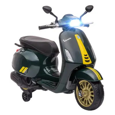 AIYAPLAY Vespa Licensed 12V Kids Electric Bike w/ Training Wheels, Green