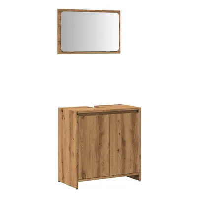 (artisan oak) vidaXL Bathroom Furniture Set Vanity Unit Organiser Cabinet Engineered Wood