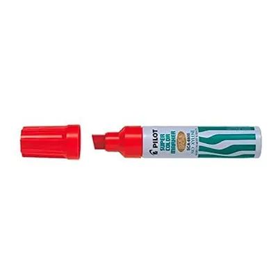 Pilot Supercolour Wide and Broad Permanent Marker Chisel 3.0 mm Tip - Red, Single Pen