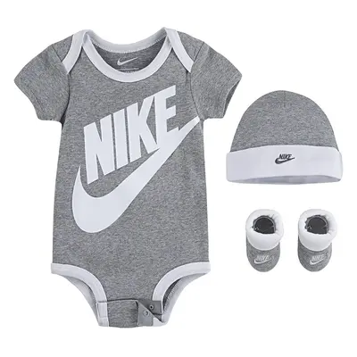 Nike Baby`s Bodysuit Hat and Booties Piece Set (Heather Grey(MN0073