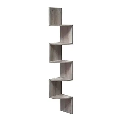 VASAGLE?Corner Shelf, 5-tier Floating Wall Shelf With Zigzag Design, Bookshelf,?Greige LBC020M01