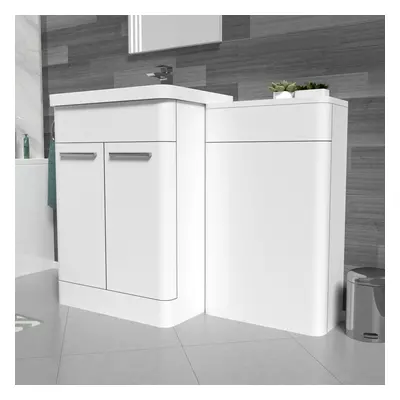 Nes Home White 1100mm Freestanding Cabinet Ceramic Basin & WC Unit