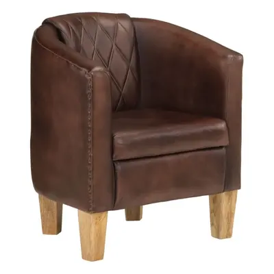 (dark brown) vidaXL Tub Chair Office Single Sofa Armchair Couch Lounge Chair Real Leather