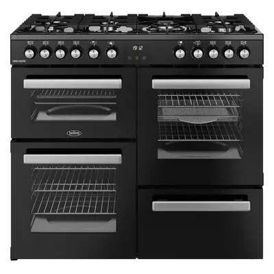 Belling Cookcentre 100DF 100cm Dual Fuel Range Cooker with Burners & Maxi-Grill - Black, A/A Ene