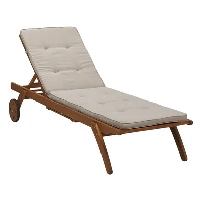 Sun Lounger with Cushion Wood Beige CESANA