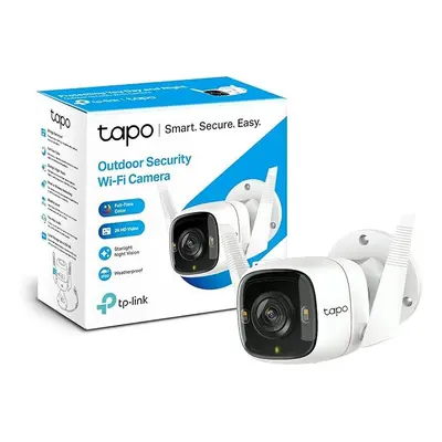 (White) TP-Link Tapo 2K QHD Outdoor Security Camera, IP66 Weatherproof, Motion Detection, Built-