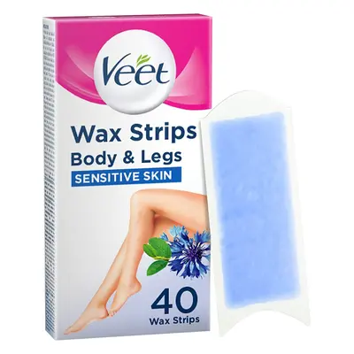 Veet Body And Legs Cold Wax Strips For Sensitive Skin, With Almond Oil And Vitamin E, Pack Of Wa