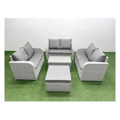 Fimous Seater PE Wicker Rattan Furniture Sofa Sets with Rectangular Coffee Table Seater Love Sof