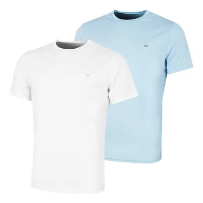 (XXL, White/Air Blue) Calvin Klein Mens Pack Lightweight Wicking Performance Tech T-Shirt