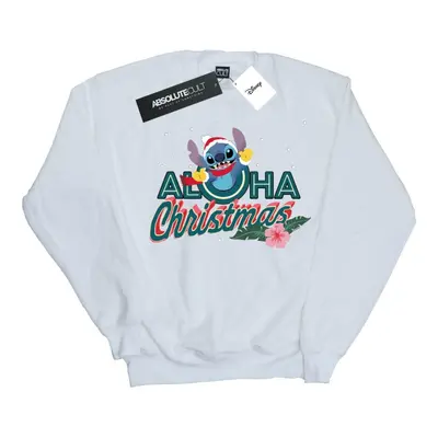 (L, White) Disney Womens/Ladies Lilo And Stitch Aloha Christmas Sweatshirt