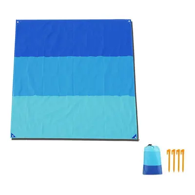 (Navy) 200x210cm Beach Blanket Waterproof Multifunction Folding Picnic Mat Sunshade Canopy with 