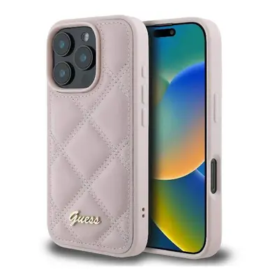 Guess Quilted Metal Logo Case for iPhone Pro Max 6.9" Pink