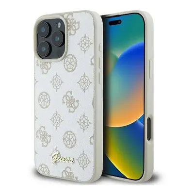 Guess Peony Script Logo Case with MagSafe for iPhone Pro Max 6.9" White