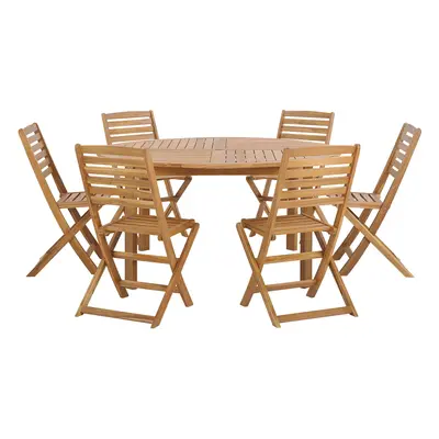 6 Seater Garden Dining Set TOLVE Acacia Wood Light Wood