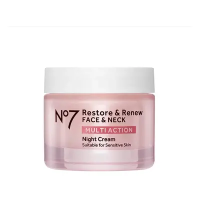 No7 Restore & Renew Multi Action Face & Neck Night Cream - Collagen Peptide Anti-Aging Face Crea