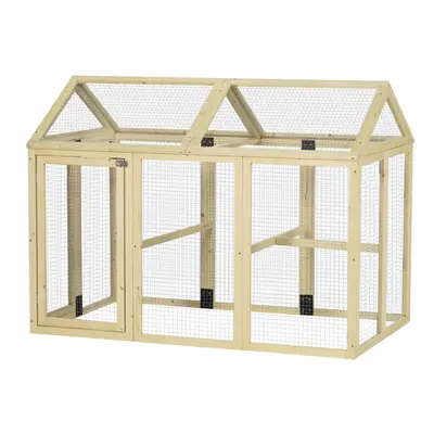 PawHut Chicken Run, Wooden Chicken Coop w/ Combinable Design-Natural Wood Finish