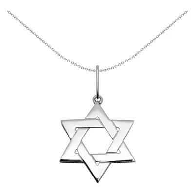 Jewelco London Sterling Silver Magen David Star Charm Pendant 22mm - APD055