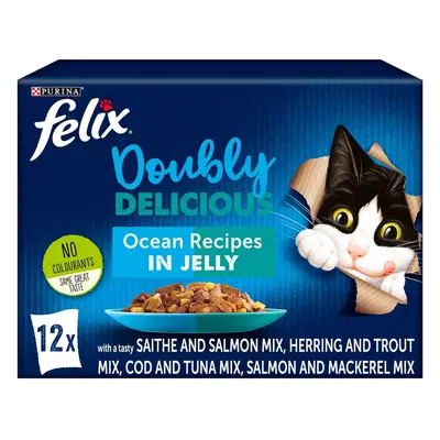 (Felix Doubly Delicious Ocean Recipes Cat Food 12x100g, Pack of 4) Felix Doubly Delicious Ocean 