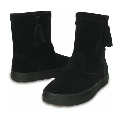 (Women's US 4) Crocs LodgePoint Womens Suede Leather Pull On Boots Shoes Ugg - Black