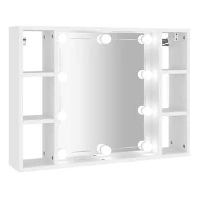 (White) vidaXL Mirror Cabinet with LED Washroom Storage Cabinet Bathroom Vanity Unit